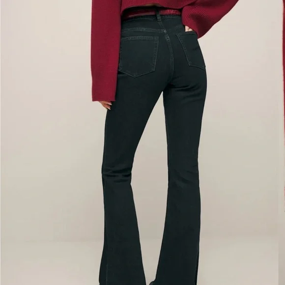 NWT Reformation Black Flare Wide Leg Jeans